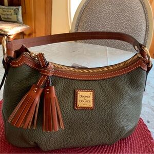 Dooney & Bourke Pebble Leather Pouchette with Tassel Olive